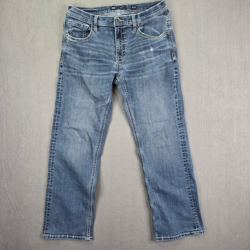 BKE Jake Straight Leg Jeans Blue Denim 34x30 Coolmax Stretch Casual Western